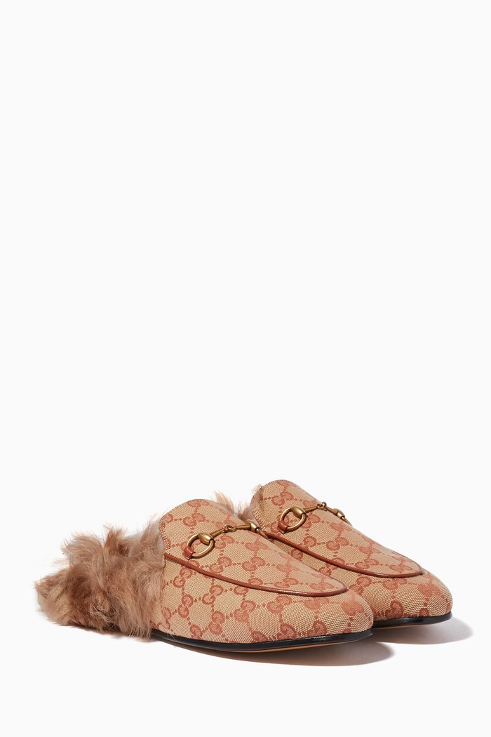 

Brick Red & Beige Princetown Canvas Slipper, Neutral
