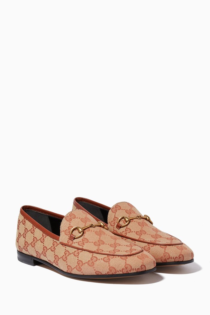 

Brick Red & Beige Jordaan GG Canvas Loafers, Brown