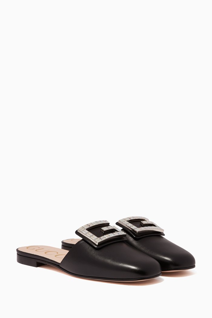 

Black Embellished-Brooch Madeline Slippers