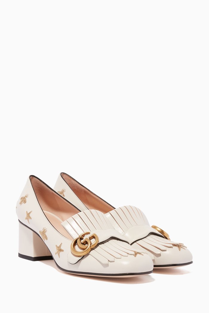 

Off-White Marmont Embroidered Mid-Heel Pumps, Neutral
