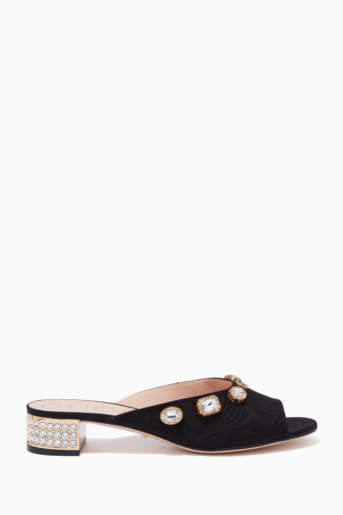 

Black Lyric Moire Embellished Slides