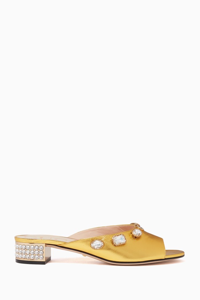 

Lyric Gem Embellished Slide Sandals, Gold