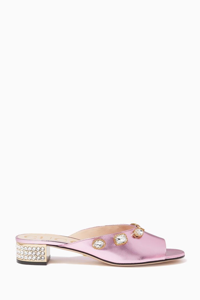 

Lyric Gem Embellished Slide Sandals, Pink