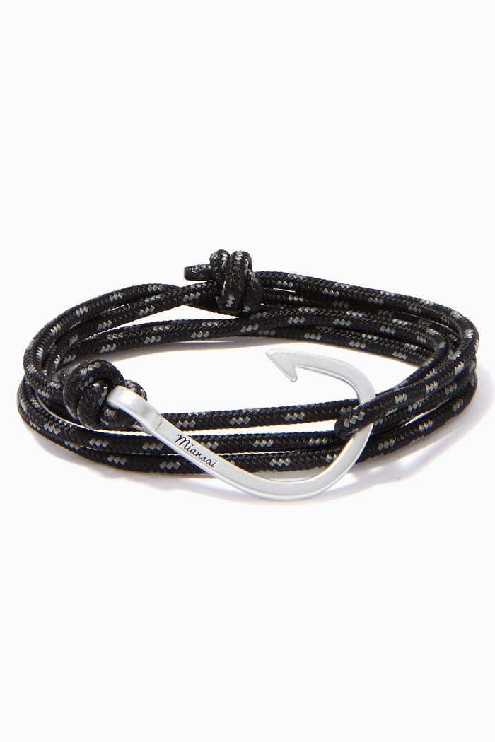 

Dark-Grey Rope & Silver Plated Hook Bracelet