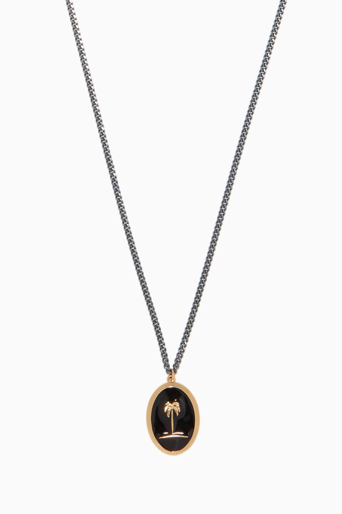 

Black Palm Tree Pendant Necklace