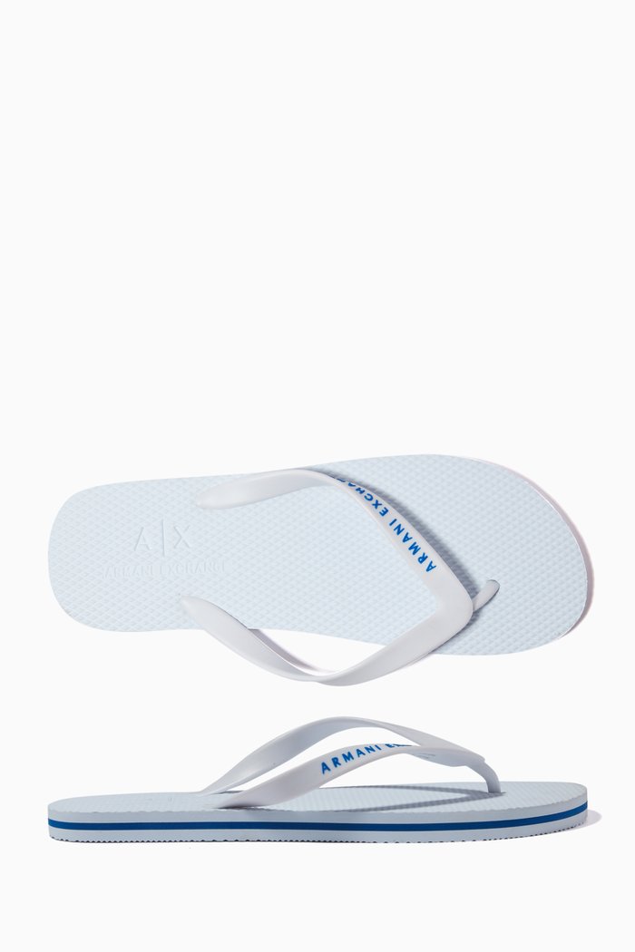 

Striped Sole Flip Flops, White