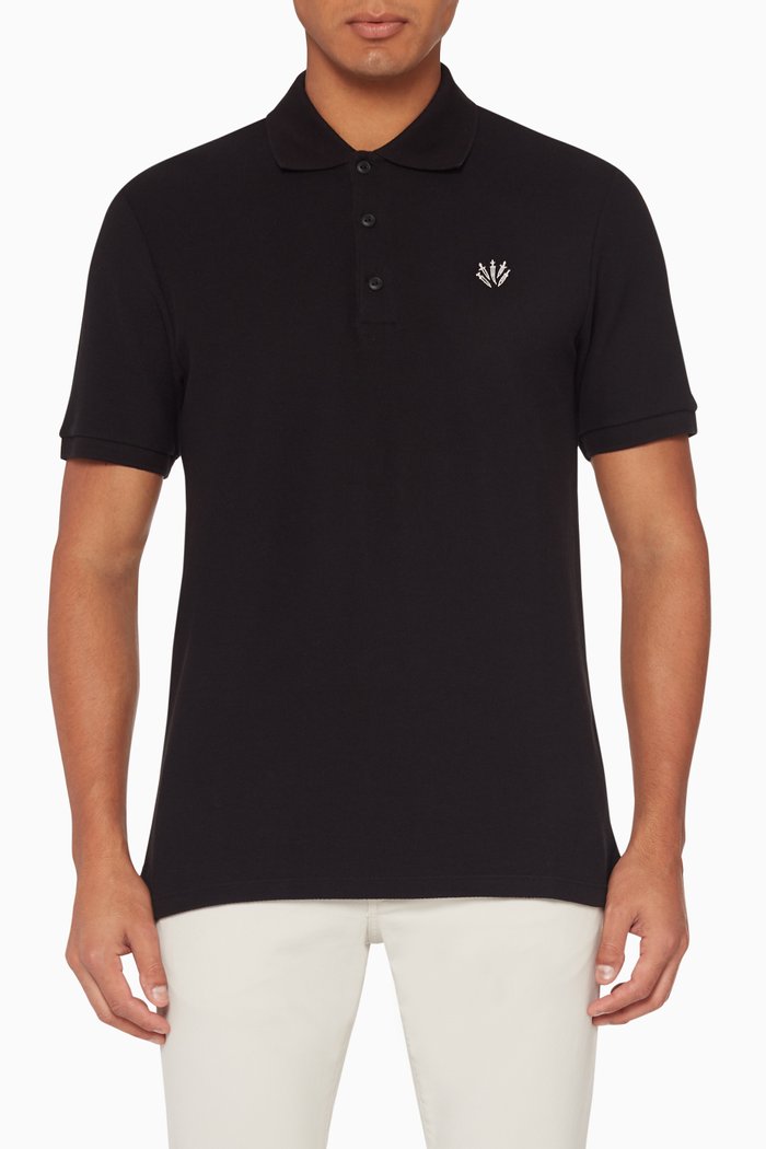 

Dagger-Embroidered Polo T-Shirt, Black