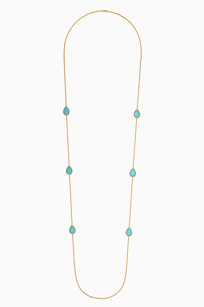 

Serpent Bohème Long Necklace with Turquoise in 18kt Yellow Gold, 6 Motifs