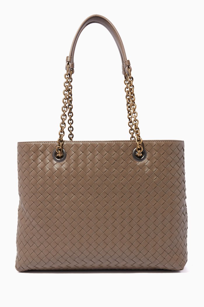 

Brown Small Intrecciato Tote Bag, Grey