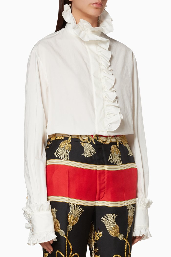 

White Ruffle-Trim Shirt