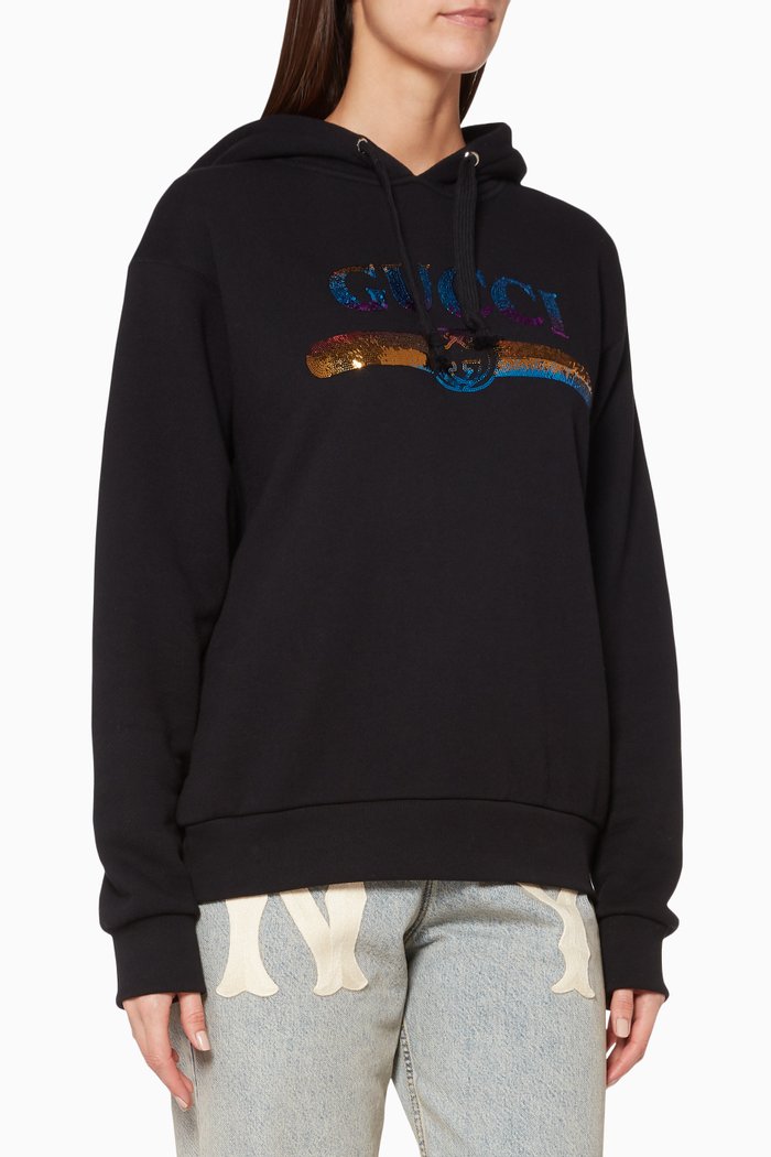 

Black Sequined Logo Hoodie