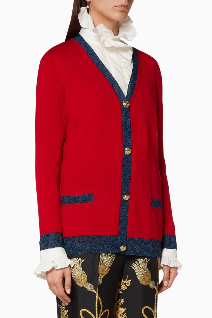 

Red Contrast-Trimmed Cardigan