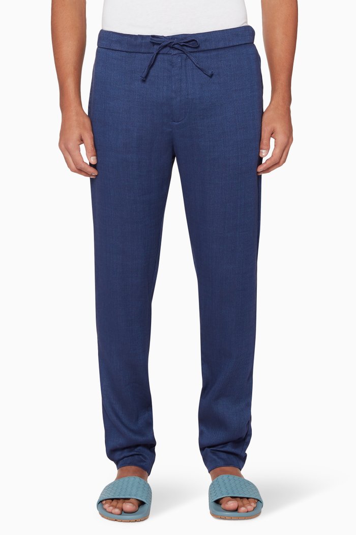 

Navy Sport Linen Chinos, Blue