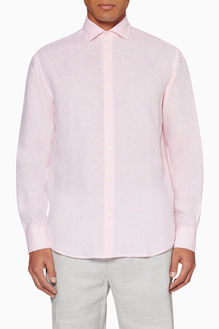 

Light-Pink Regular-Fit Linen Shirt