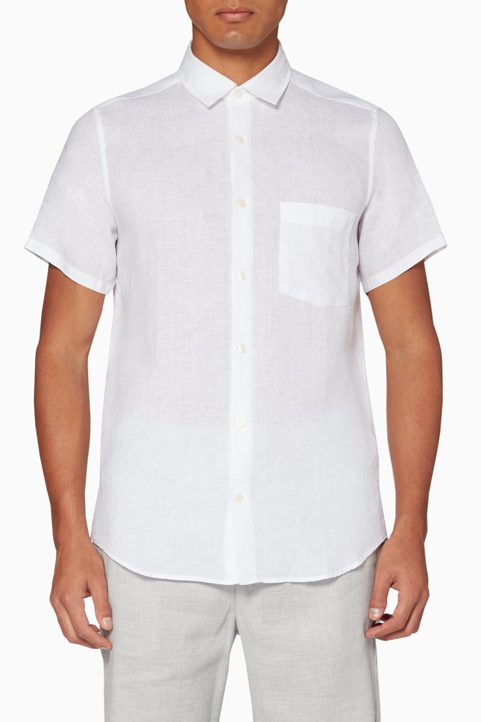 

White Linen Short-Sleeve Shirt