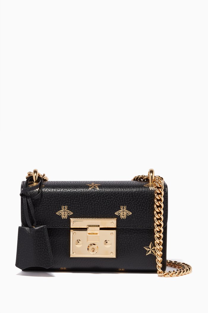 

Black Stars & Bees Printed Padlock Shoulder Bag