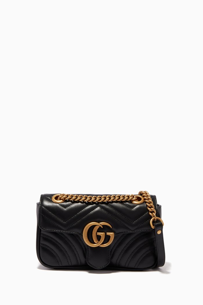 GG Marmont Shoulder Bag in Matelassé Leather, Black