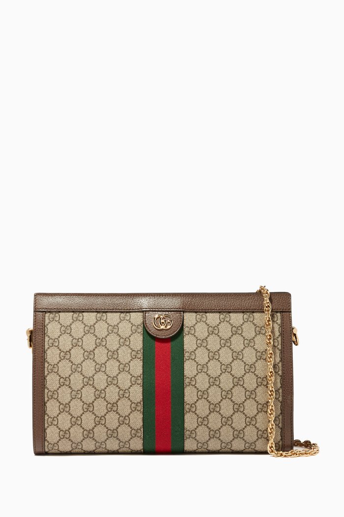 

Beige & Ebony Ophidia GG Medium Shoulder Bag, Neutral