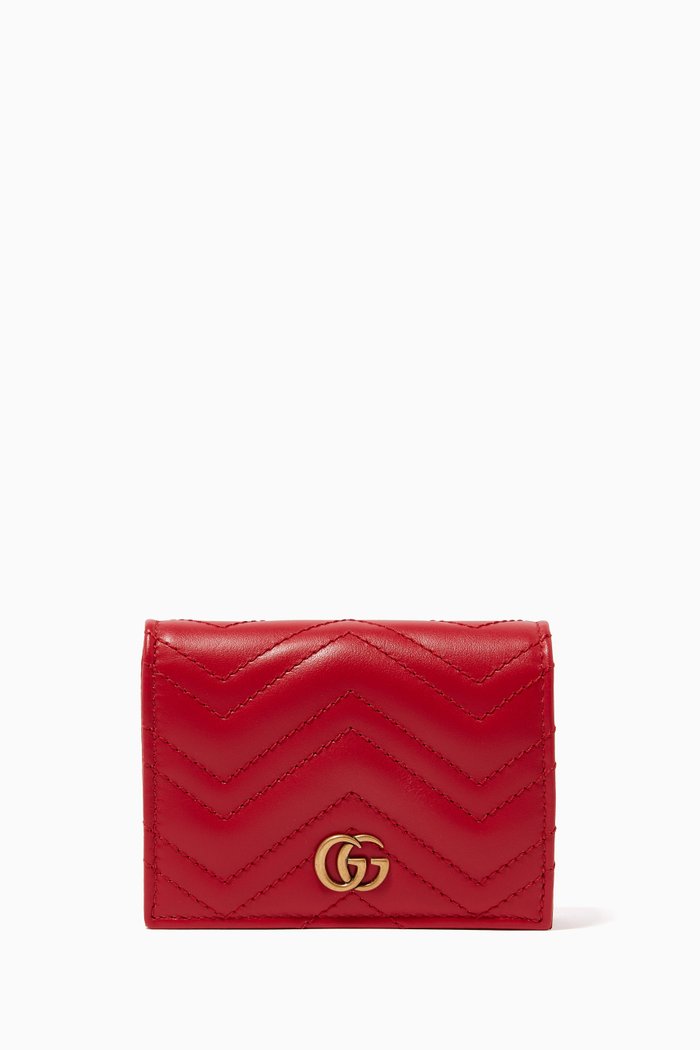 

GG Marmont Matelassé Leather Wallet, Red