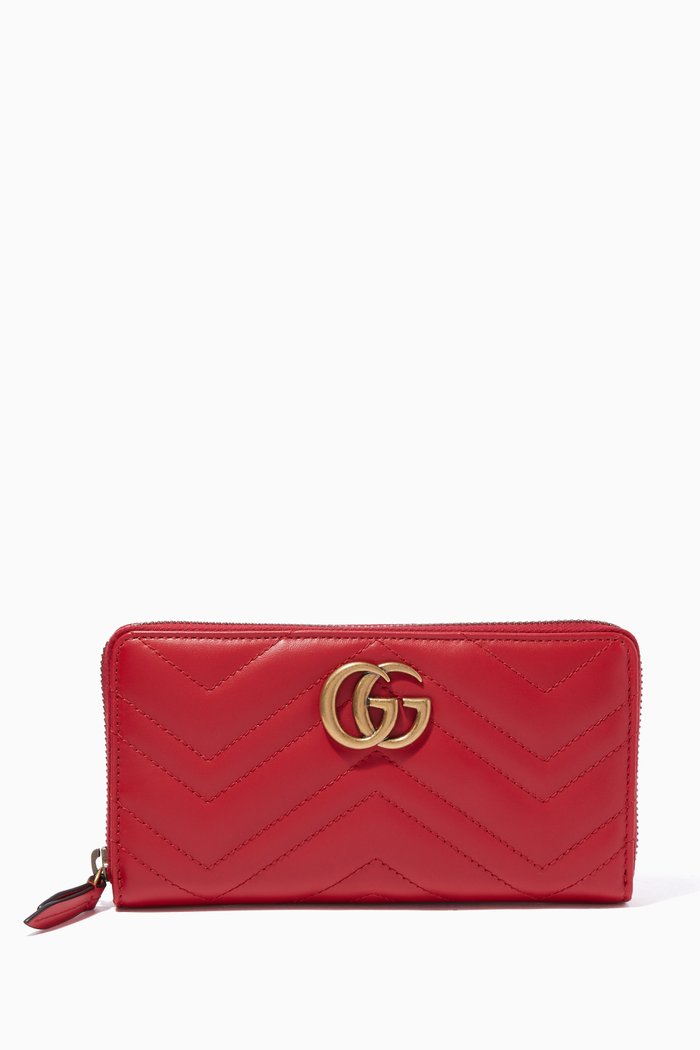 Red GG Marmont Zip-Around Wallet