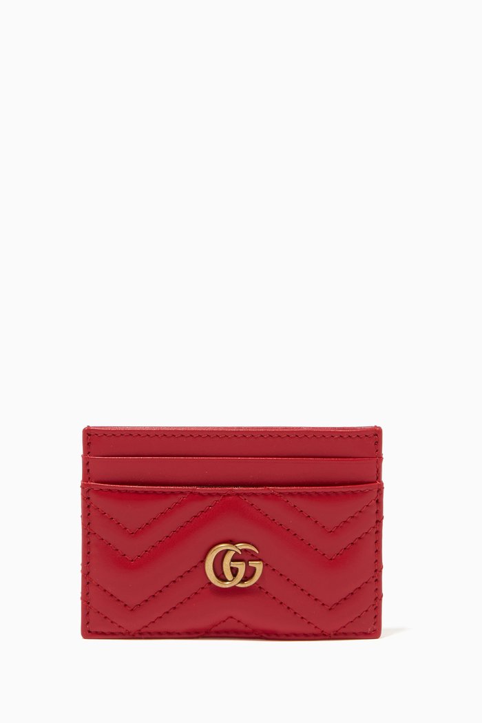 

GG Marmont Card Case in Matelassé Leather, Red