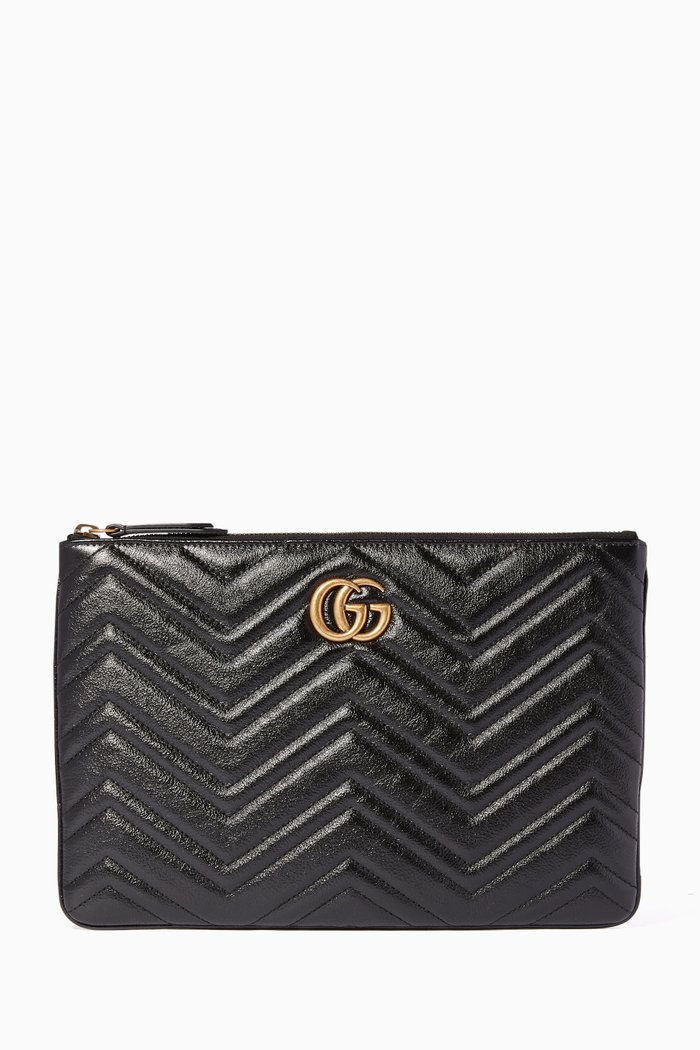 

Chevron Quilted GG Marmont Pouch, Black