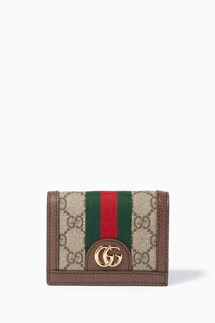 

Beige Ophidia GG card case, Neutral