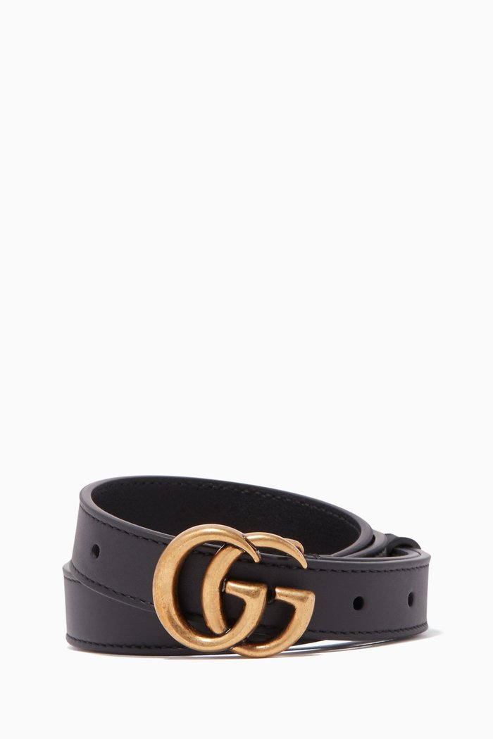 

GG Marmont Thin Belt in Leather, Black
