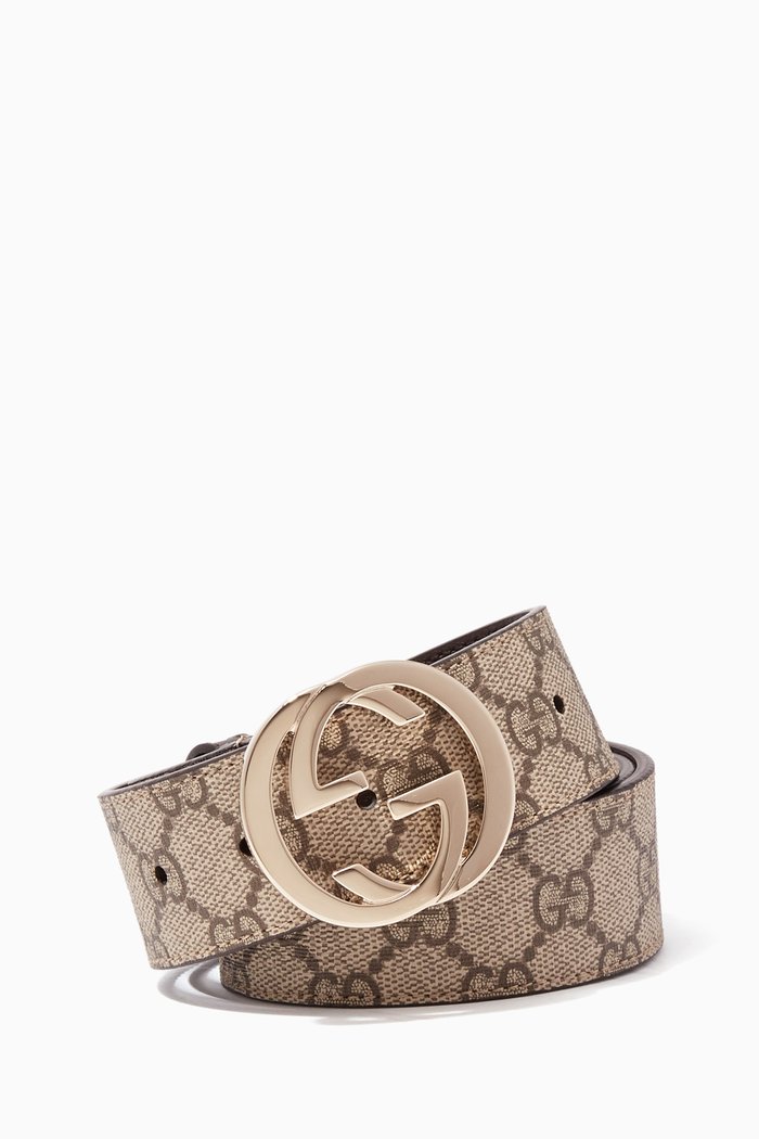 

Beige & Ebony GG Supreme Belt, Neutral