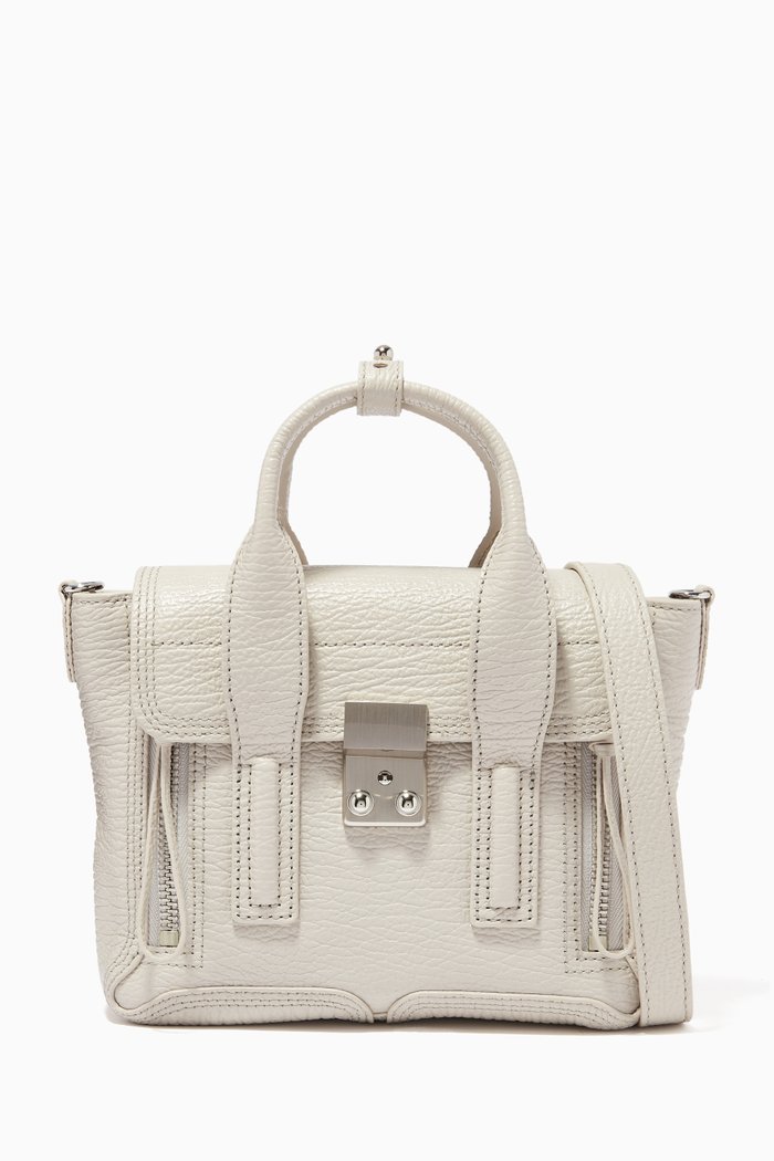 

Mini Pashli Satchel in Shark Embossed Leather, Neutral