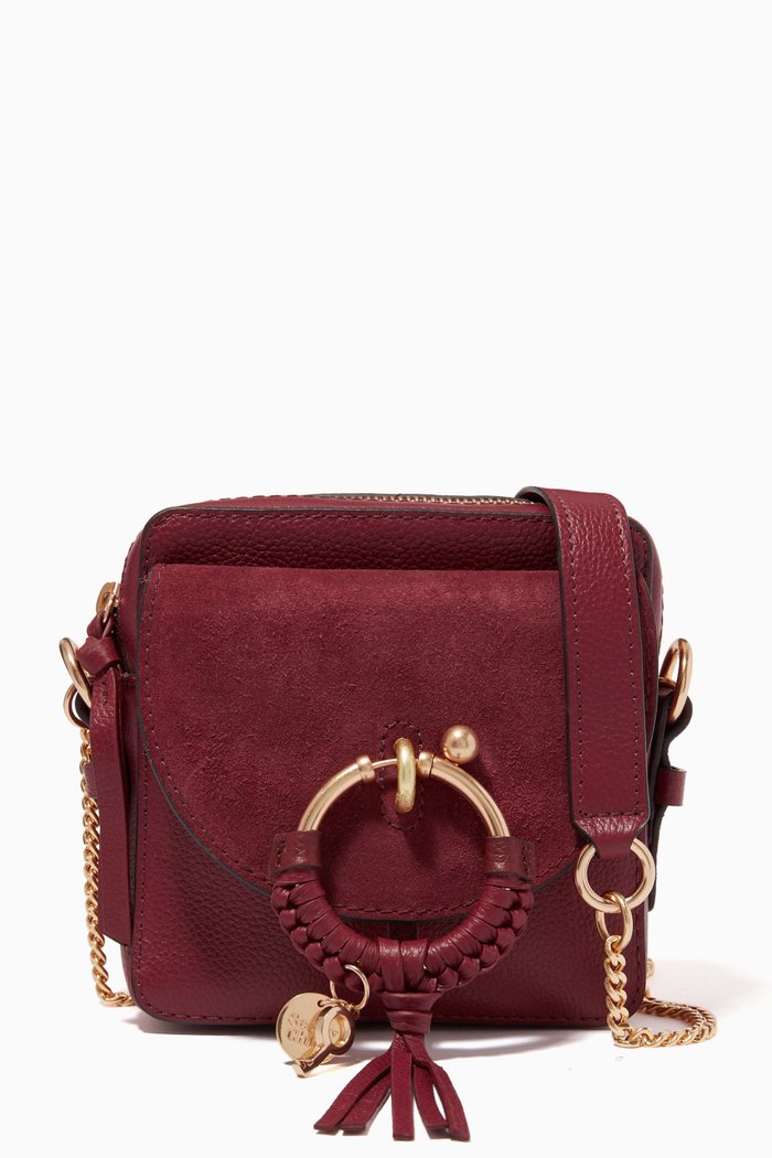 Joan Camera Bag in Grained & Suede Cowhide, Red