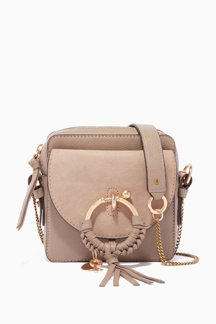 

Joan Camera Bag in Grained & Suede Cowhide Leather, Grey