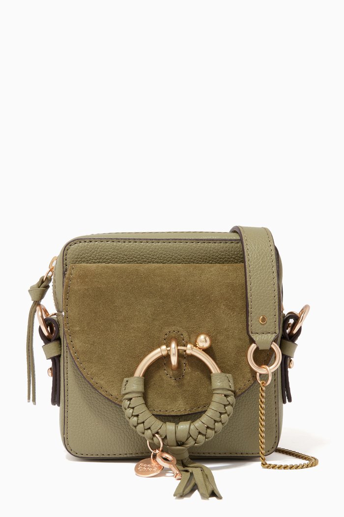 Joan Camera Bag in Grained & Suede Leather, Green
