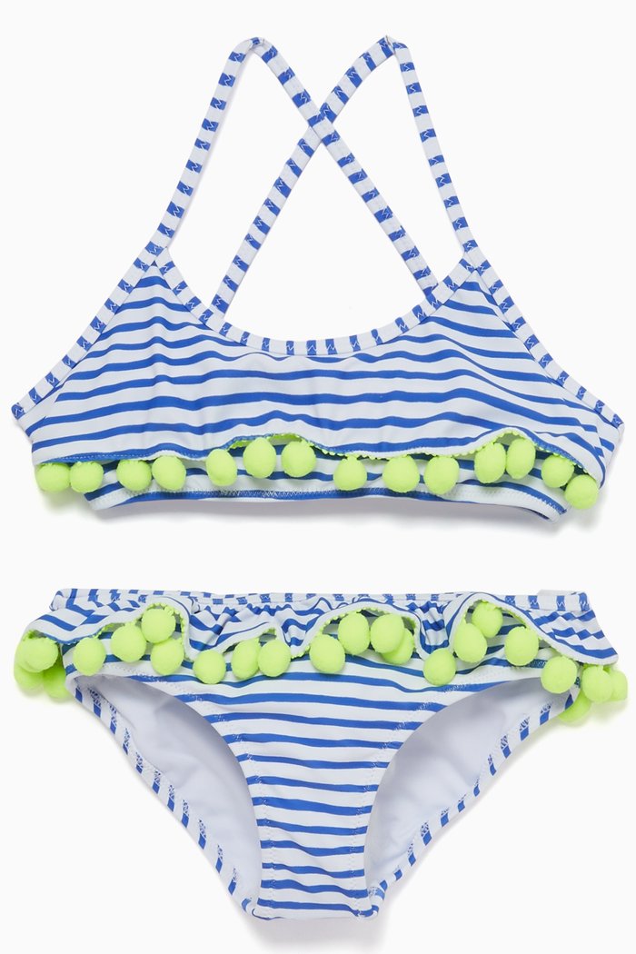 

Blue Pom-Pom Frill Bikini
