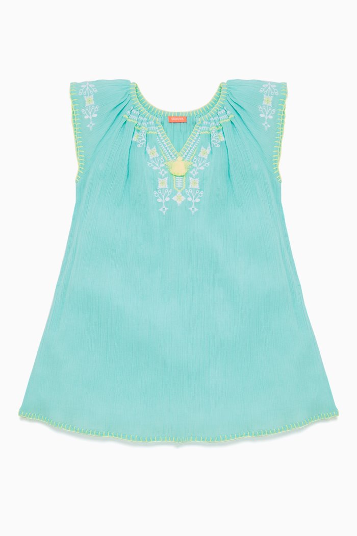 

Aqua Cheesecloth Dress, Blue