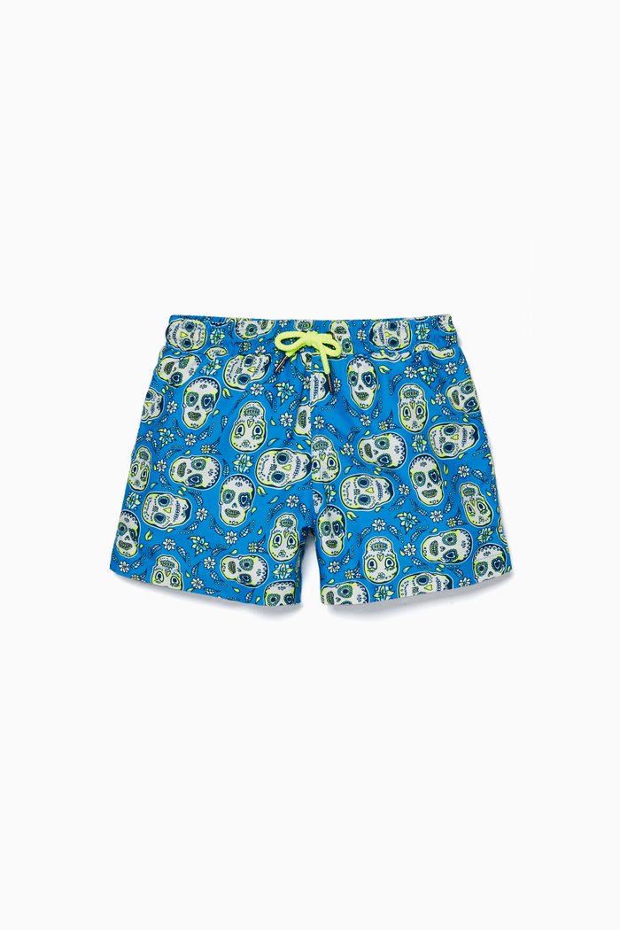 

Blue Skull Print Swim Shorts