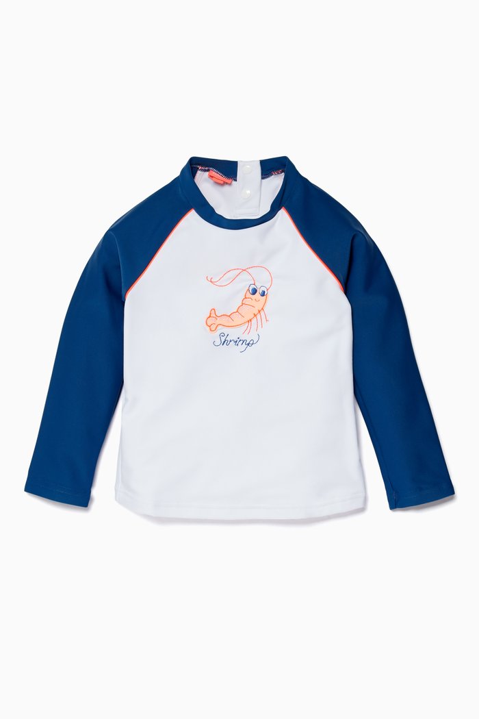 White Shrimpy Long-Sleeved Top, Blue