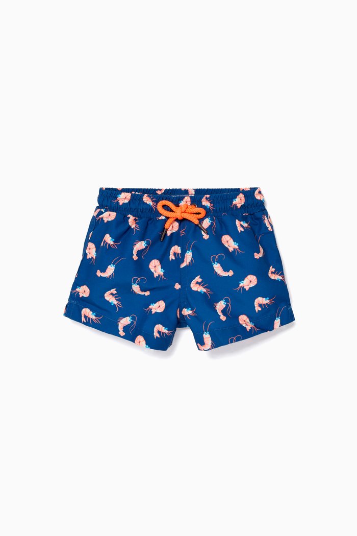 

Navy Shrimpy Print Swim Shorts, Blue