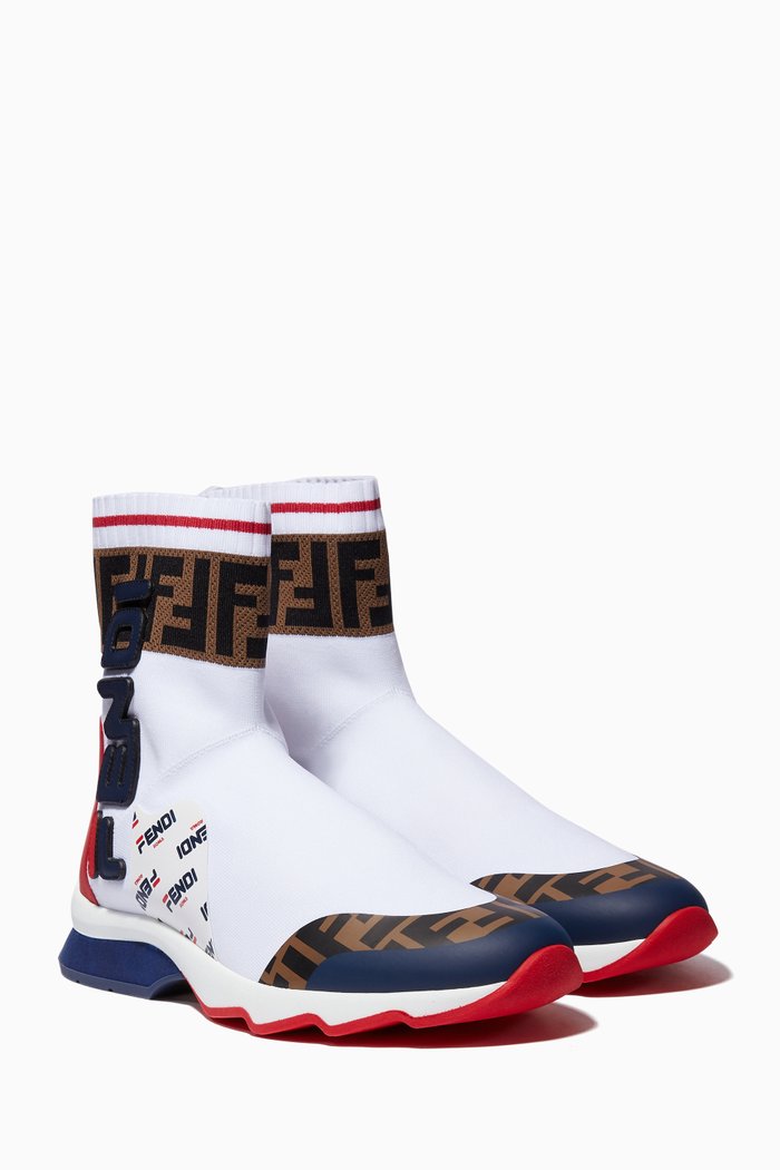 White Logo Sock Sneakers