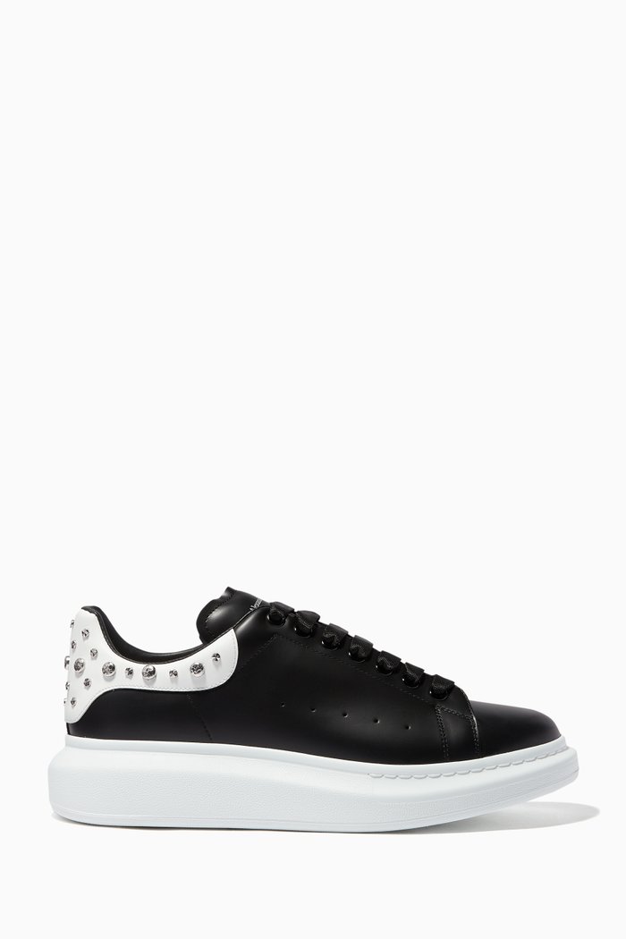 

Black Studded Leather Oversized Sneakers