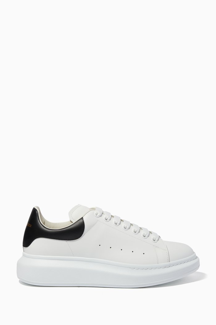 

White Lace-Up Leather Sneakers, Black