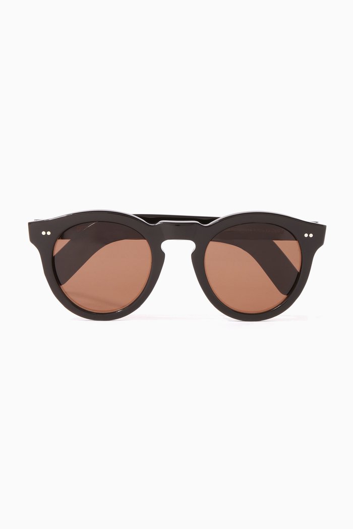 

Black Round Acetate Sunglasses, Brown