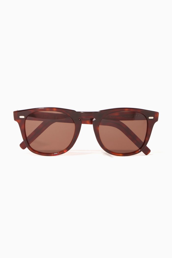 Brown Tortoiseshell Rounded-Square Acetate Sunglasses