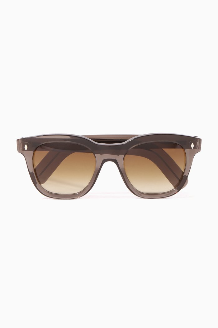 

Grey Square Diamond-Pin Acetate Sunglasses, Brown