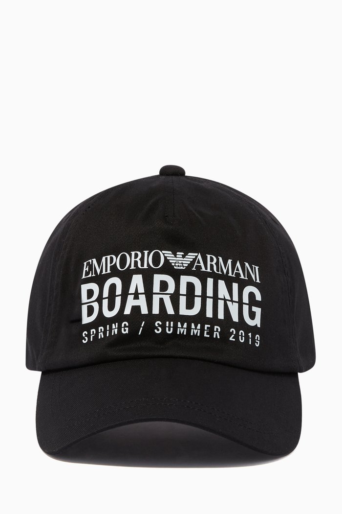 

Black Boarding Logo Print Baseball Cap