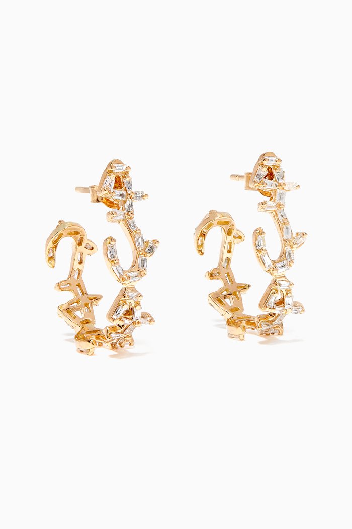 

Hob/ Love Baguette Diamond Hoop Earrings in 18kt Yellow Gold