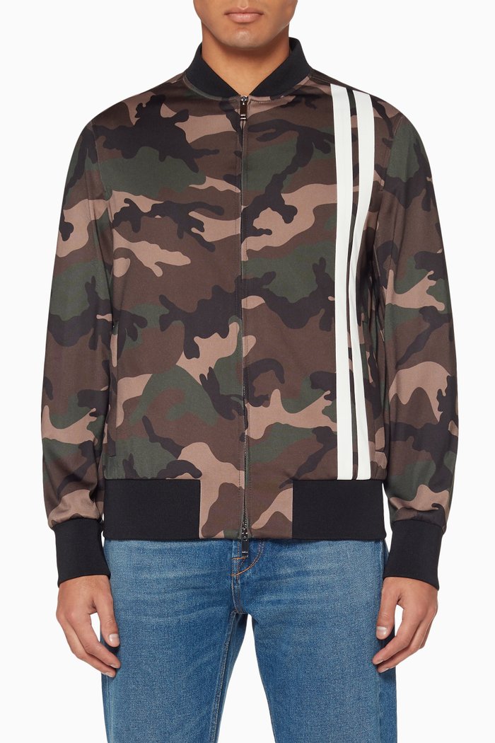 Dark-Green Camouflage Print Jacket