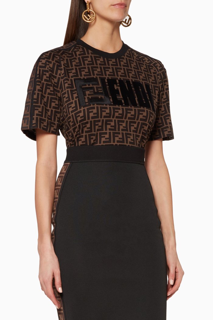 

Brown FF All Over Cotton T-Shirt