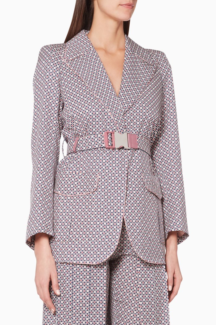 

Pink & Navy Belted Silk Blazer