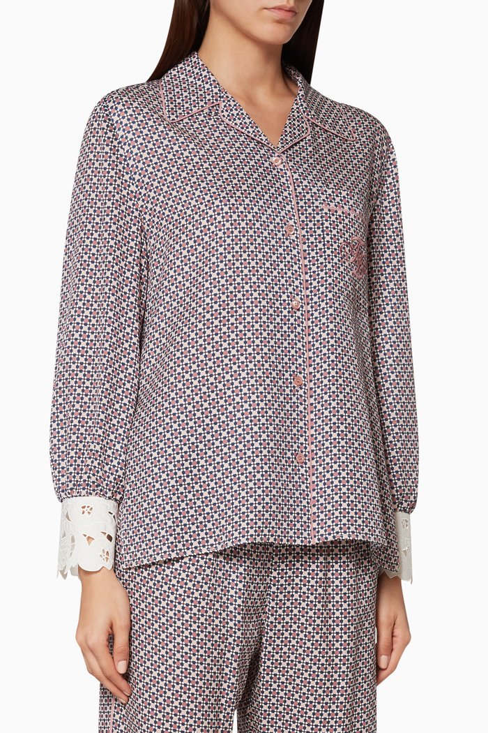 

Pink Romantic Tiles Silk Shirt